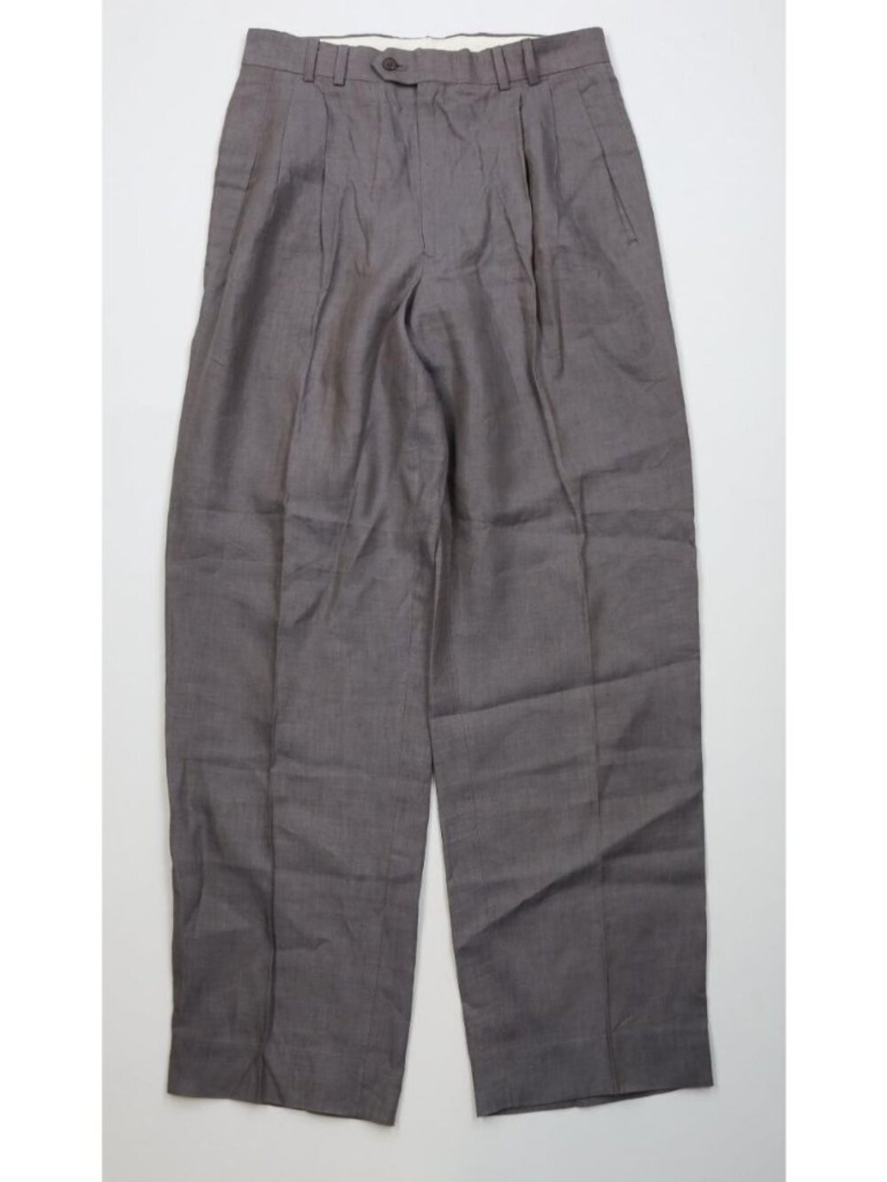Vintage 90s Streetwear Mens 32x32 Linen Knit Pleated Wide Leg Chino Pants Gray